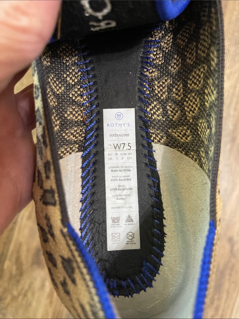 Rothy's Leopard-Print Slip-On Flats with Blue Trim - Picture 6 of 8